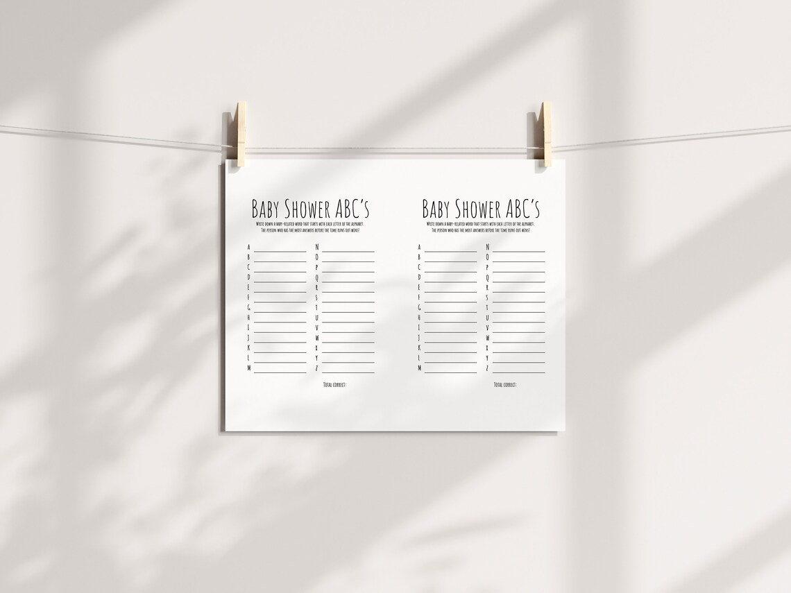 Baby Abc's Baby Shower Game Printable Digital Instant - Etsy