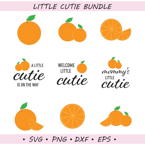 Little Cutie Baby Shower Theme SVG Cut Files, Orange Clip Art, Cutie Orange Party Decor, Cut File for Cricut, Crafting File