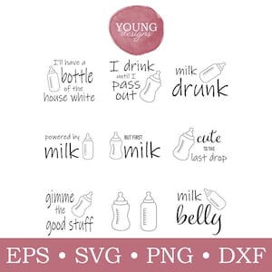 Milk Phrases Layered SVG Cut Files, Silly Baby Onesie Ideas, Funny Onesies, Milk Drunk, But First Milk, Cut File for Cricut, Crafting File