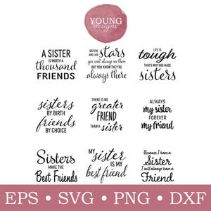 Schwester Phrasen SVG Schnitt Datei-Bundle, Schwester Zitate, Schwester beste Freundin, Geschenke für Schwester, skalierbare Vektor-Dateien, sofortiger Download