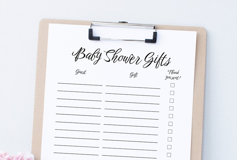Baby Shower Gift List, Thank You Log, Gift Record Sheet, Printable ...