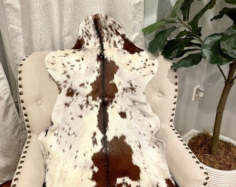 Genuine Hair On Speckled Goathide Rug, Goat Hide