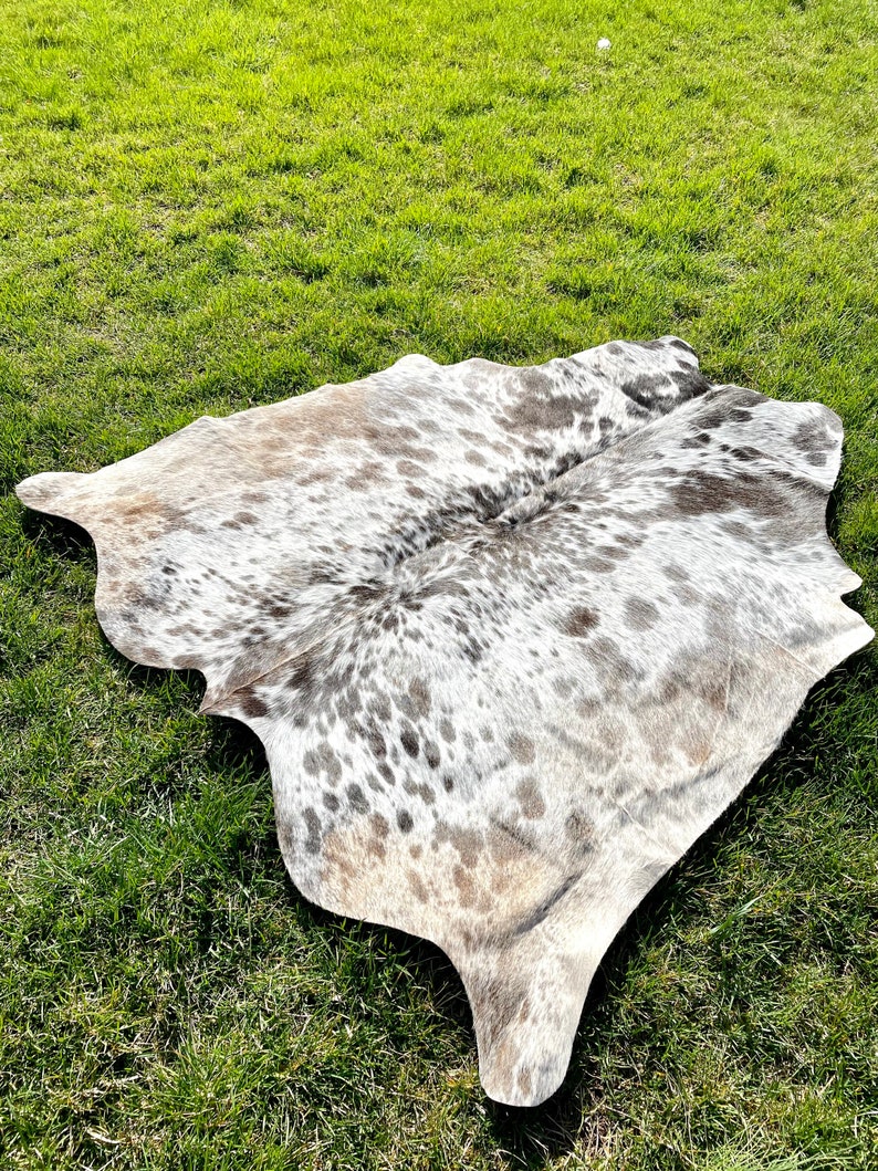 Genuine Tricolor Cowhide Rug, Speckled Brazilian Cow Hide Rug image 7