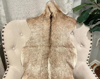 Genuine Hair On Brown Goathide Rug, Goat Hide Skin