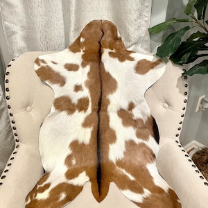 Genuine Hair On Brown Speckled Goathide Rug, Goat Hide Skin