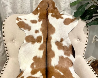 Genuine Hair On Brown Speckled Goathide Rug, Goat Hide Skin