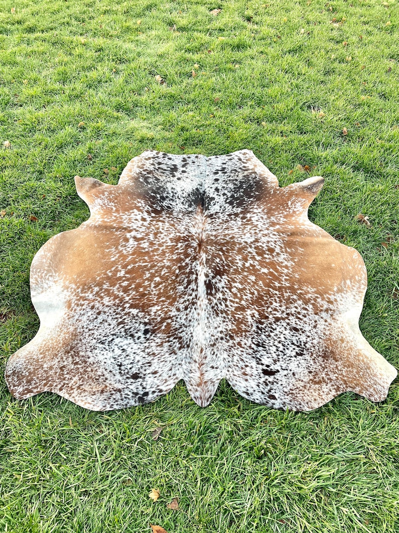 Genuine Tricolor Cowhide Rug, Speckled Brazilian Cow Hide Rug image 1