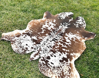 Genuine Tricolor Cowhide Rug, Speckled Brazilian Cow Hide Rug