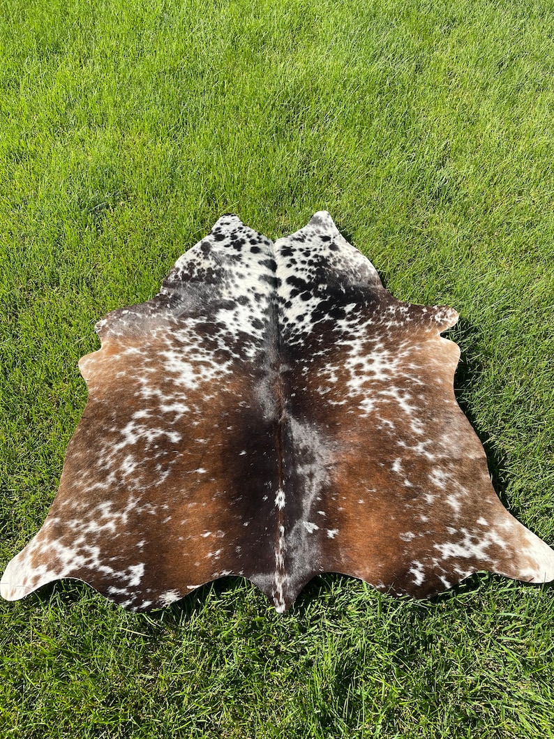 Genuine Tricolor Cowhide Rug, Speckled Brazilian Cow Hide Rug image 6