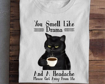 You Smell Like Drama And A Headache Shirt, Cat Lover Shirt, Gift For Cat Lover, Cat Mom Gift, Love Cat Shirt, Pet Lover Shirt