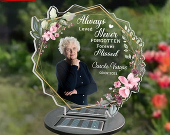 Always Loved Never Forgotten - Personalized Garden Solar Light, Sympathy Gifts For Loss Of Loved One, In Loving Memory, Memorial Gift