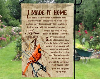 I Made It Home I Just Wanted To Let You Know That I Made It Home, Personalized Garden Flag, Memorial Gift, Custom Photo Memorial Yard Flag