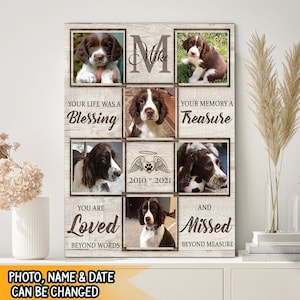 Custom Photo Dog Memorial Canvas, Gift For Pet Loss, Personalized Pet Loss Gifts, Pet Bereavement Gift, Pet Sympathy Gift, Pet Loss Frame