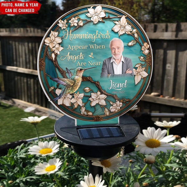 Hummingbirds Appear When Angels Are Near - Personalized Solar Light,  Sympathy Gifts For Loss Of Loved One, In Loving Memory, Garden Light