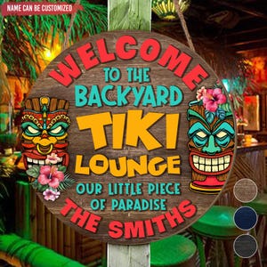 Welcome To The Backyard Tiki Bar-Customized Tiki Bar Wood Sign, Summer Tropical Poolside Decor,Tiki Bar,Tiki Lounge,Beach Bar, Summer Decor