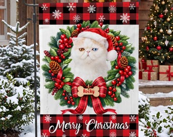 Adorable Pet Merry Christmas - Personalized Pet Portrait Garden Flag, Christmas Gift for Dog Lovers, Pet Xmas Garden Flag, Holiday Home