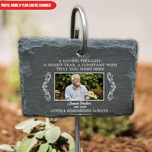 A Silent Tear A Constant Wish - Personalized Garden Slate, Memorial Slate, Sympathy Gift, In Loving Memory, Loss Of Loved One