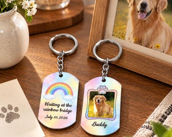 Personalized Pet Loss Keychain - Personalized Pet Fur Keepsake Keychain, Custom Pet Photo Keyring,  Pet Memorial Gift, Dog Cat Loss Keepsake