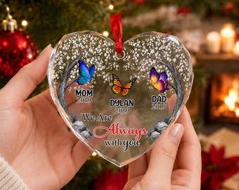 Personalized Memorial Butterfly Heart Ornament – Custom Photo Keepsake, In Loving Memorial