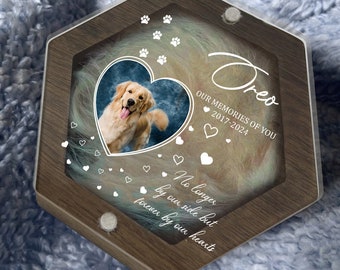 No Longer By My Side But Forever By My Heart - Personalized Memorial Box, Pet Loss Gift, Pet Hair Keepsake Box, Cat Memorial
