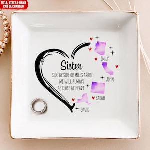 Immer verbunden, nebeneinander oder weit auseinander - personalisierte Schmuckschale, Geschenk für Schwestern, Freundschaftsgeschenk, Geschenk für die beste Freundin