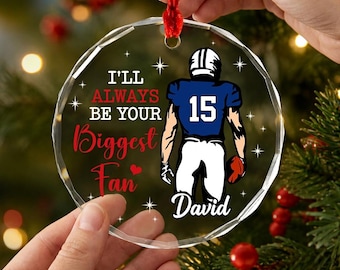 Always Your Biggest Fan - Personalized Football Glass Ornament, Christmas Ornament,Christmas Tree Hanging Decor, Christmas Keepsake 2026
