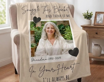 In Your Heart I’ll Always Be - Personalized Memorial Photo Blanket, Memory Blanket With Pictures, Remembrance Blanket,In Loving Memory Gifts