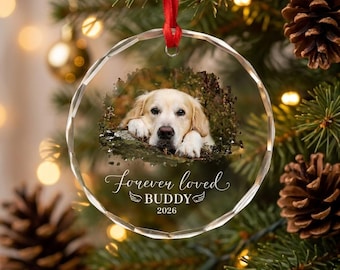 Forever My Best Friend - Personalized Pet Memorial Glass Ornament, Forever Loved, Dog Memorial Tree Decor, Gifts for Pet Memorial