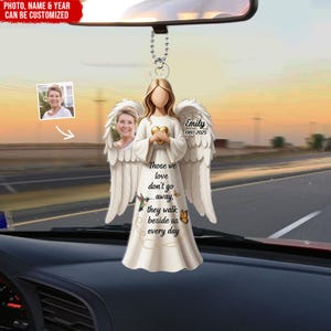 Those We Love Don&#39;t Go Away - Personalized Car Photo Ornament Window, Loss of Loved One, Bereavement Gift, Custom Photo Car Memorial