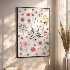 Trzymając Twoje małe rączki na zawsze – spersonalizowany plakat na Dzień Matki, spersonalizowany plakat „Trzymając się za ręce mamy”, prezent dla mamy, prezent dla mamy, spersonalizowane imię dla dziecka