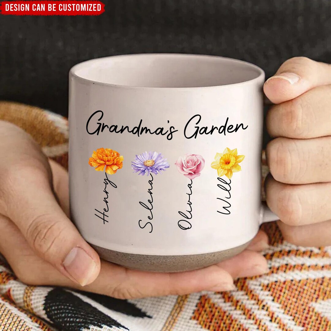 Grandma's Garden - Personalized Pottery Mug, Grandma Gift, Mom Gift ...