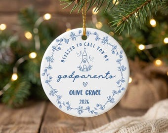 Blessed To Call You My Godparents - Personalized Godparent Proposal Ceramic Round Ornament, Godparents Ornament, Custom Godparent Keepsake
