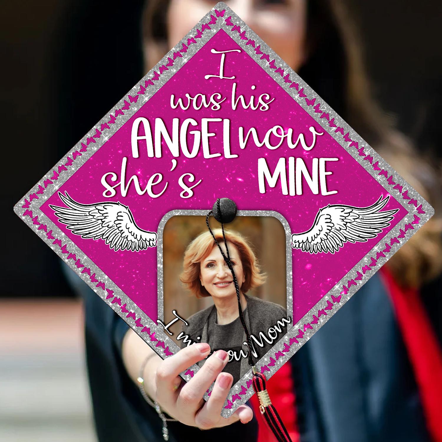 Personalized Photo Memorial Graduation Cap Topper,i Was His Angel Now ...
