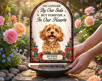 Forever In My Heart Always Loved – spersonalizowana lampa solarna na pamiątkę dla zwierząt, spersonalizowany palik ogrodowy dla psa lub kota, prezent na znak współczucia, prezent dla właścicieli zwierząt