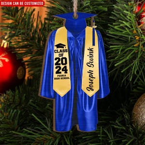 クリスマスオーナメント パーソナライズされた木製オーナメント、卒業ギフト、カスタム学校卒業 2024 ギフト、卒業ガウンオーナメント、卒業ギフト