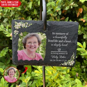 In Memory Of A Beautifully Lived Life And A Heart So Deeply Loved-Personalized Memorial Garden Slate,In Loving Memory Wedding Decor