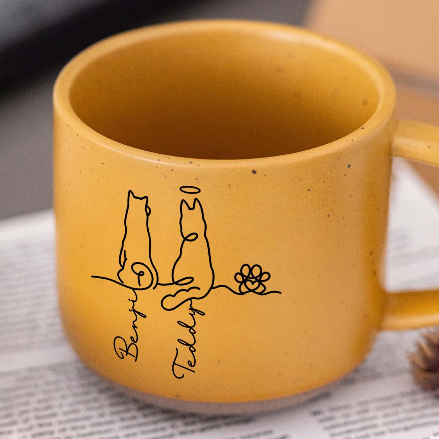 Cute Dogs Line Art - Personalized Dog Pottery Mug, Dog Lover Gift, Gift for Dog Owner, Cute Dog Coffee Mug, Pet Lover, Animal Cup, Pet Gift