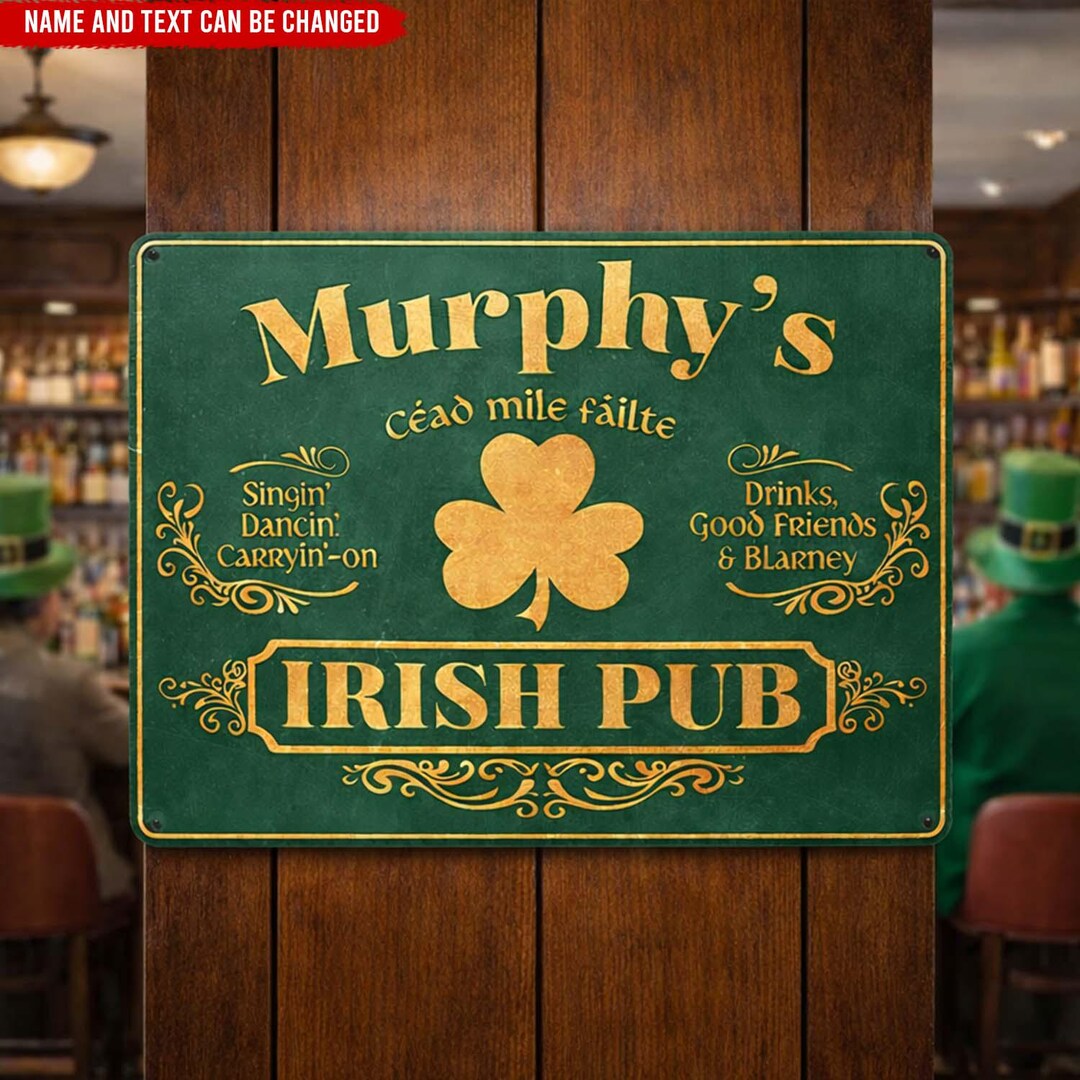 Lucky Irish Bar - Personalized Irish Pub Metal Sign, Man Cave Wall Art ...