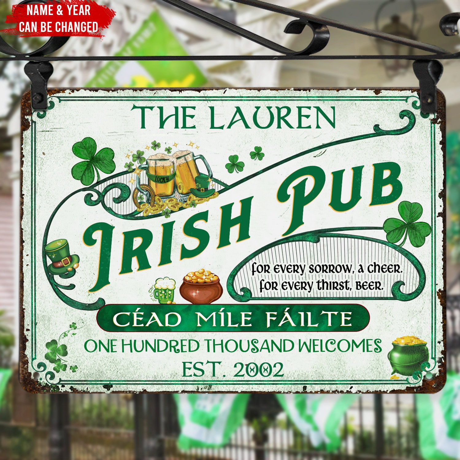 Enseigne de pub irlandaise personnalisée : décoration Ireland Welcome - France
