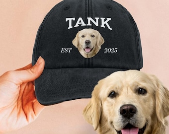 Custom Dog Photo-Personalized Hat With Your Dog Photo and Name,  Custom Photo Pet Hat, Personalized Dog Portrait Hat, Cat Portrait Hat
