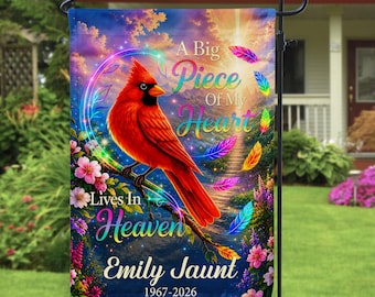 Personalized Memorial Cardinal Garden Flag, Cardinal Remembrance Gift, Garden Memorial Flag,Outdoors Yard Garden,