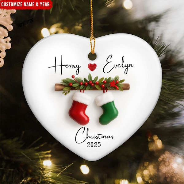 Personalized Couple Christmas Ornament – Stocking Keepsake Gift