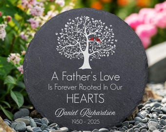 A Father's Love Is Forever Rooted In Our Hearts-Personalized Stone Memorial,Custom Loved One Memorial Stone,Fathers Day Gift,Sympathy Gift
