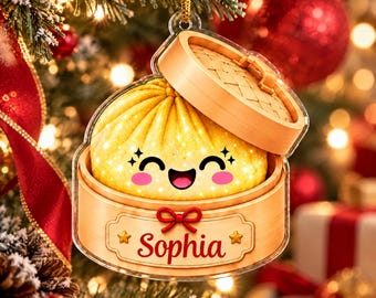 Cute Dumpling Christmas - Personalized Dumpling Squishy 2D Ornament,Holiday Gift for Kids,Xmas Gift,Year Of Squishy Hunting Tree Decor