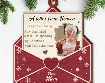 A Letter From Heaven, Personalized Wooden Ornament, Memorial Gift For Christmas Thinking Of You, Remembrance Gift, In Memory Ornament