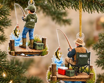 Just A Man Who Loves Fishing -Personalized Fishing Christmas Ornament,Custom Name Angler Keepsake,Fishing Gift,Flat 2D Hanging Ornament