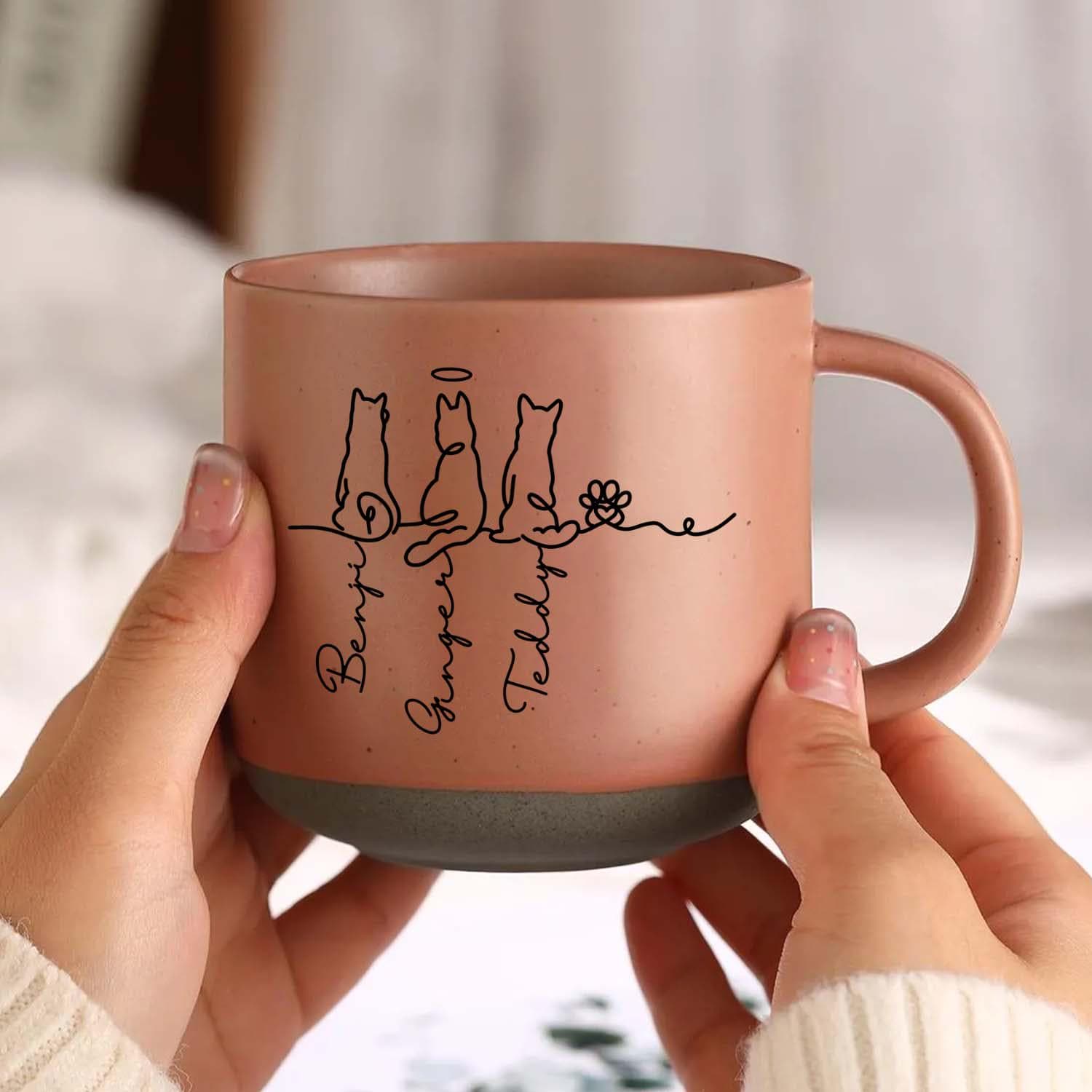Cute Dogs Line Art - Personalized Dog Pottery Mug, Dog Lover Gift, Gift for Dog Owner, Cute Dog Coffee Mug, Pet Lover, Animal Cup, Pet Gift