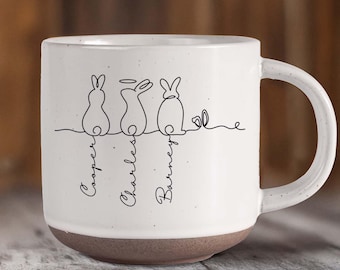 Cute Bunny Line Art - Personalized Rabbits Mug, Bunny Dad Mug, Bunny Mom Mug,Bunny Lover Mug,Pet Rabbit Gifts,Bunny Coffee Mugs,Animal Lover