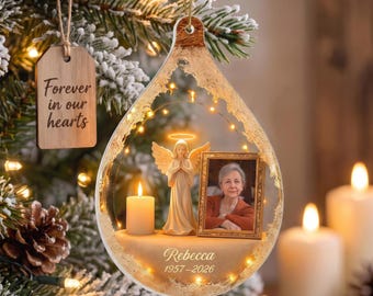 Your Light Still Shines-Personalized Photo Memorial Acrylic Ornament,Mom Loss Gift,Dad Memorial Gift,In Loving Memory Keepsake,Sympathy Gift