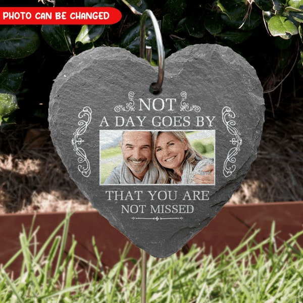 Not A Day Goes By That You Are Not Missed, Grave Decoration For Cemetery, Personalized Slate, Memorial Slate, In Loving Memory, Grave Marker